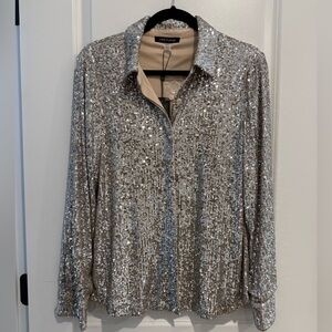 Cable & Gauge Gold Sequin Blouse